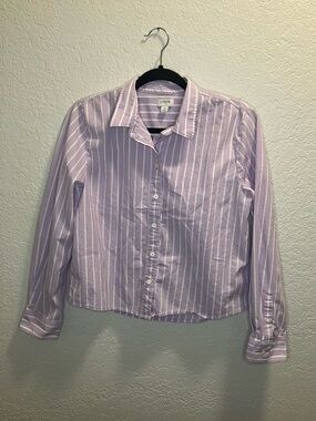 Lavender Striped Boxy Button Down